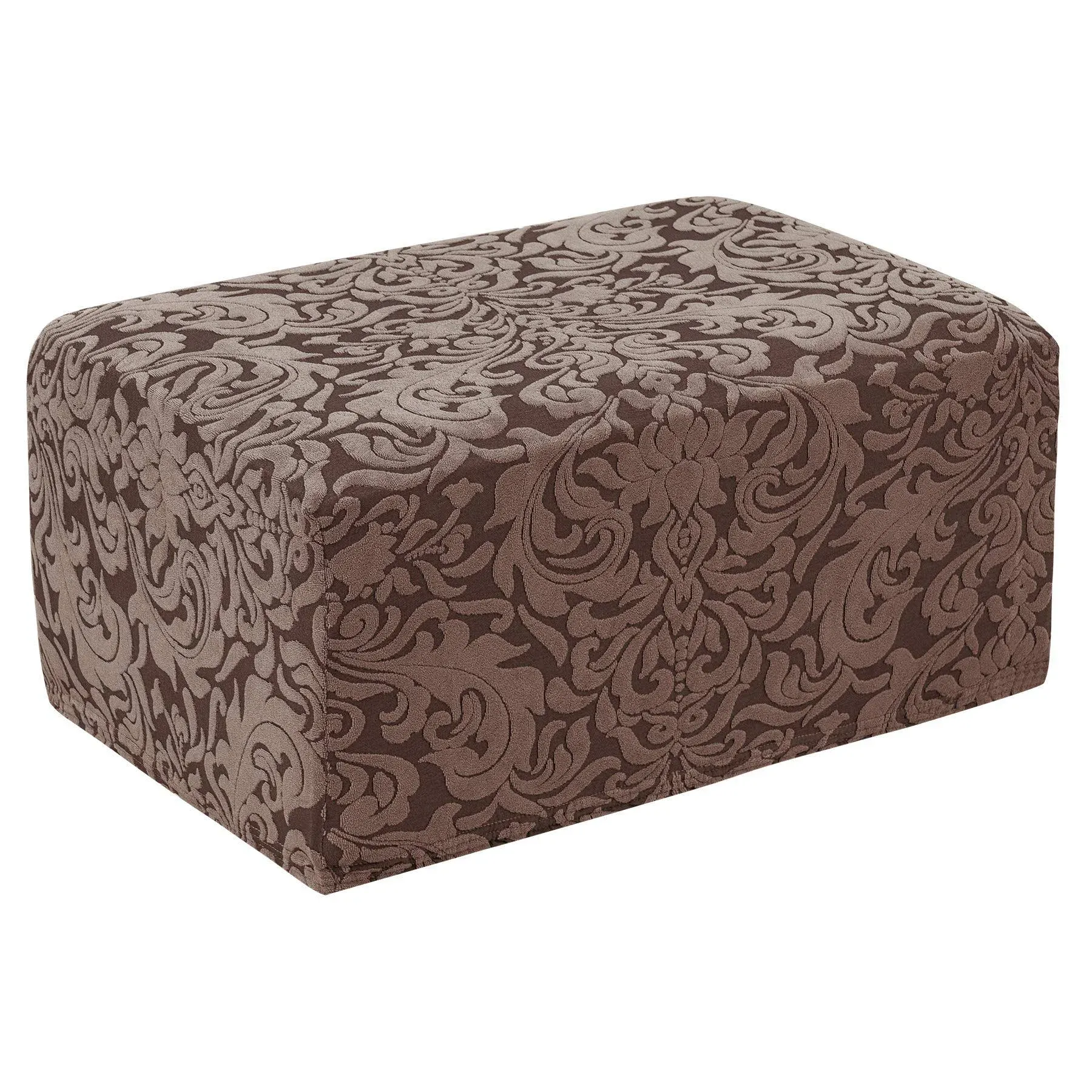 Subrtex Damask Brown Jacquard Ottoman Slipcover 45.7-in W x 19.7-in H x 30-in D Lowes.com