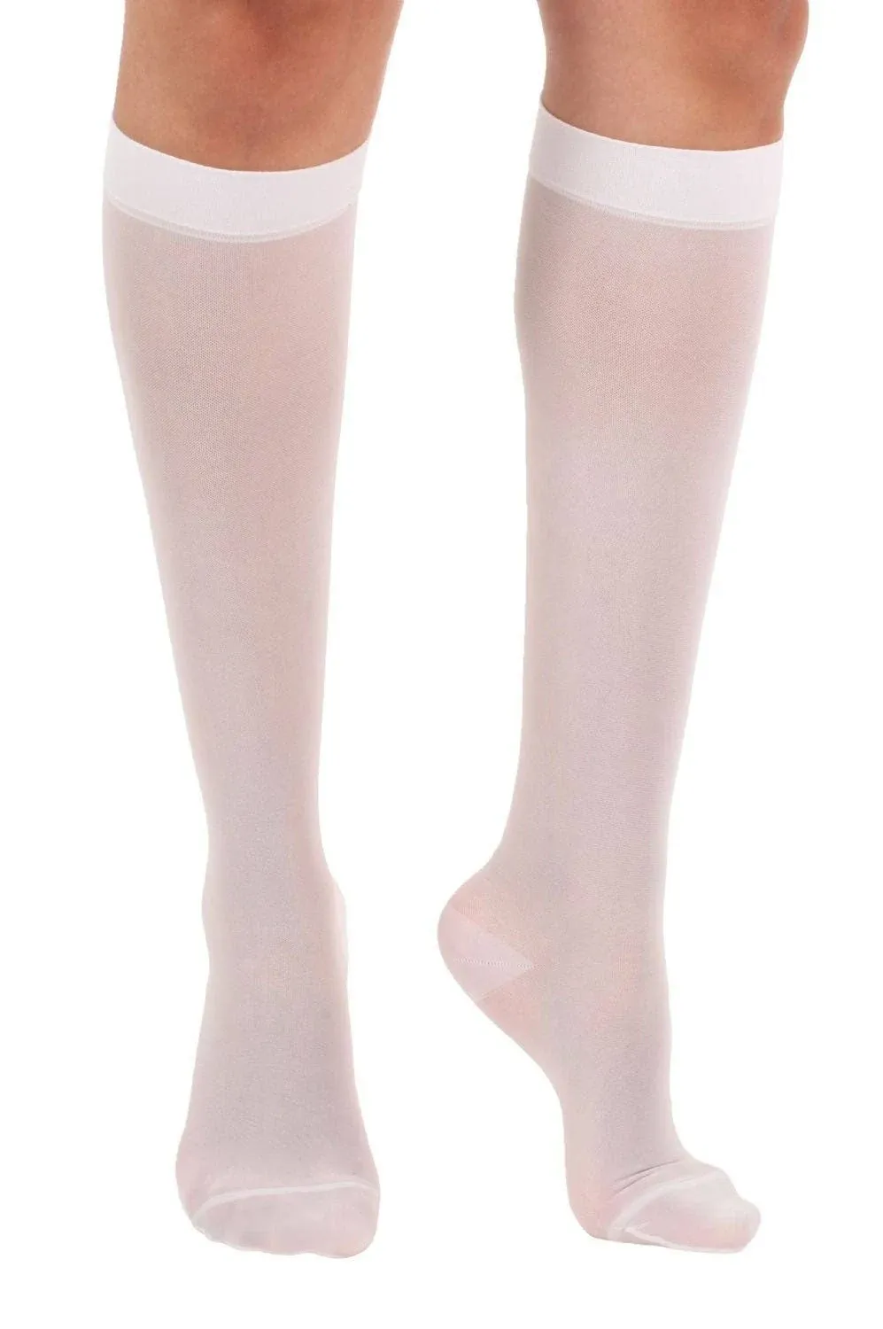 Made in USA - Sheer Compression Socks for Women 15-20 mmHg - Support Hose Knee High Stockings - A101