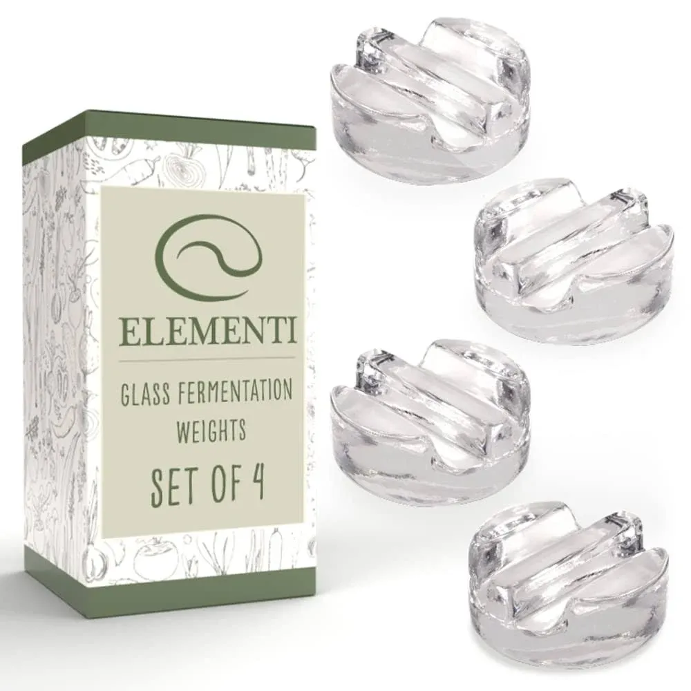 Elementi Fermentation Weight Set of 4 - Glass Fermentation Weights, Canning Weig