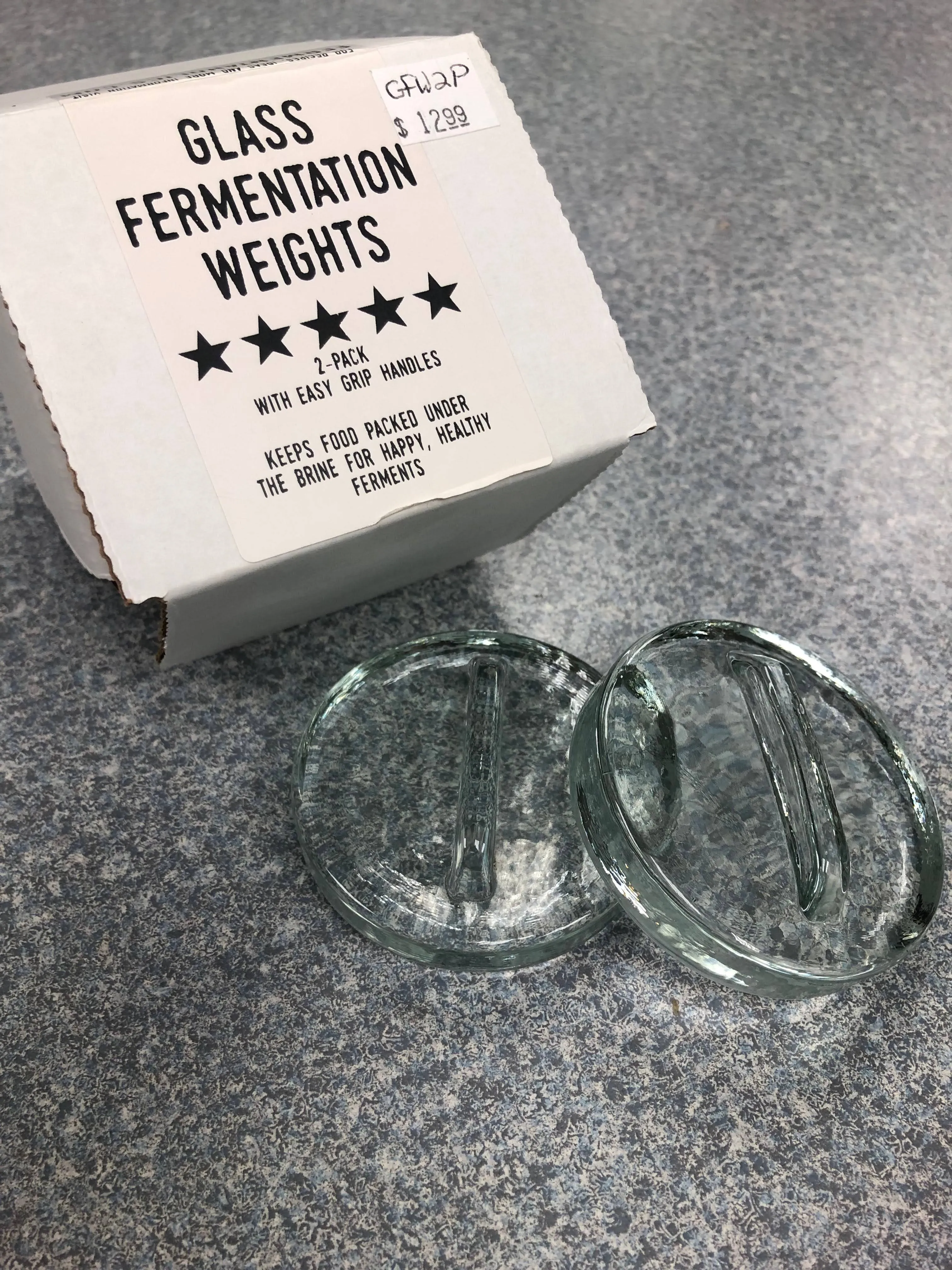 4 Pack Glass Fermentation Weights With Easy Grip Handles - Fits Perfectly in Wide Mouth Jars Keeping Vegetables Submerged Under The Brine