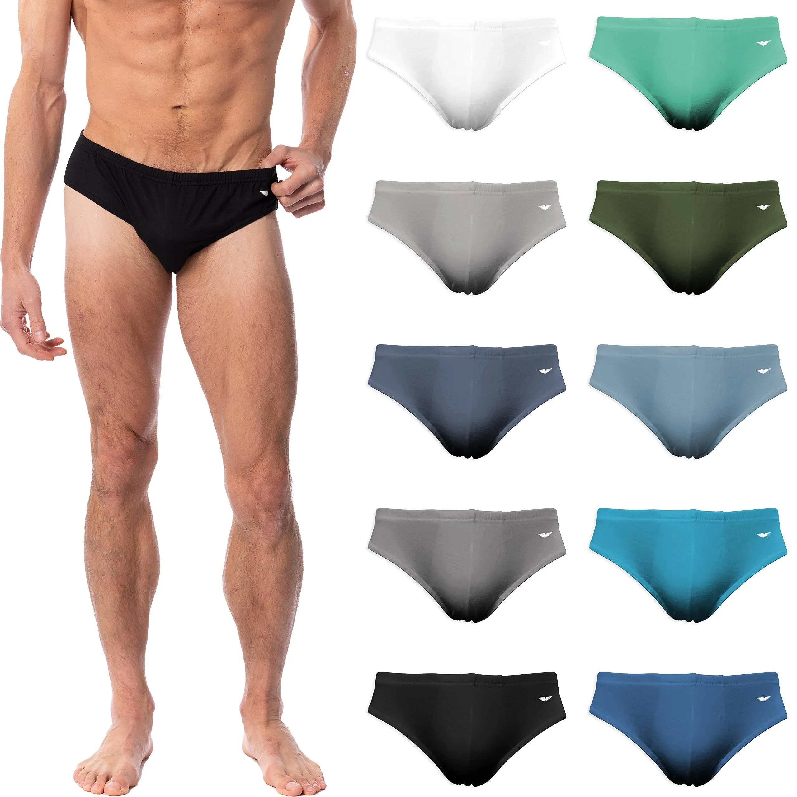 American Heaven Men's 10 Pack Sport Bikini Briefs | Cotton Rayon Stretch Seamless ...