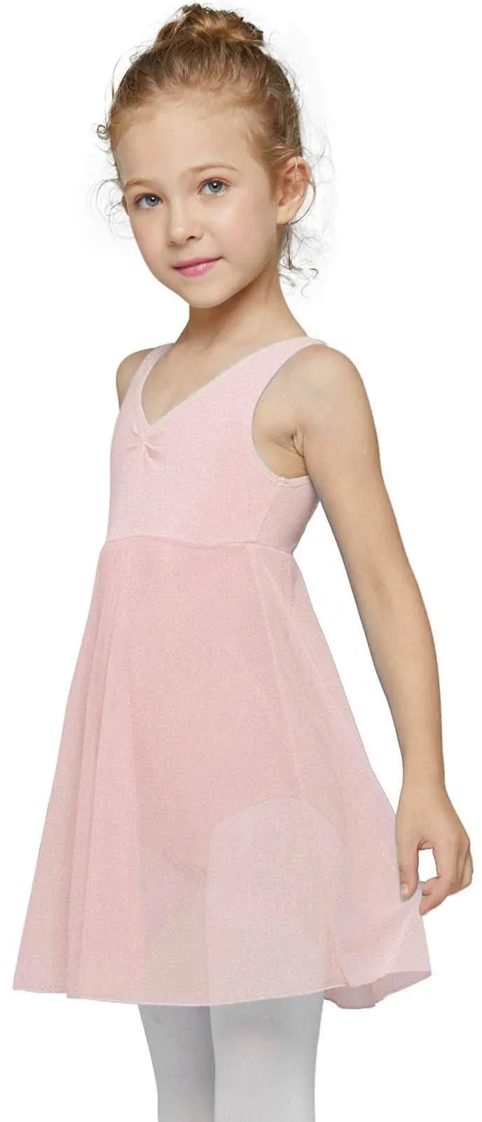 MdnMd Ballet Leotard for Toddler Girls Ballerina Dance Short Sleeve Tutu Skirted Ballet Outfit Dress (Ballet Pink, Small (4-6 Years)