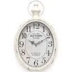 Small Retro Oval Wall Clock, Antique Old Design, White Vintage Style