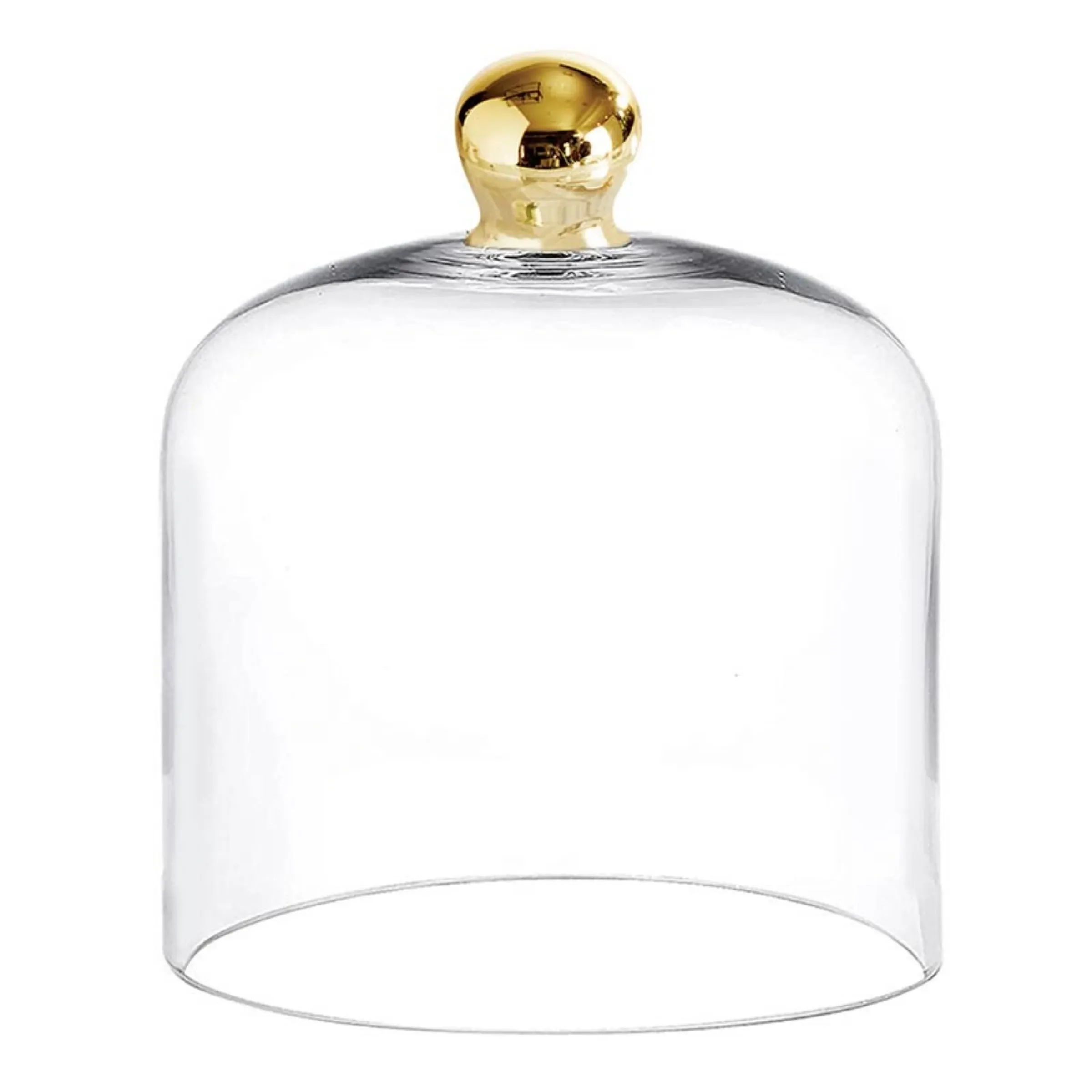 Glass Cloche With Gold Knob - Medium