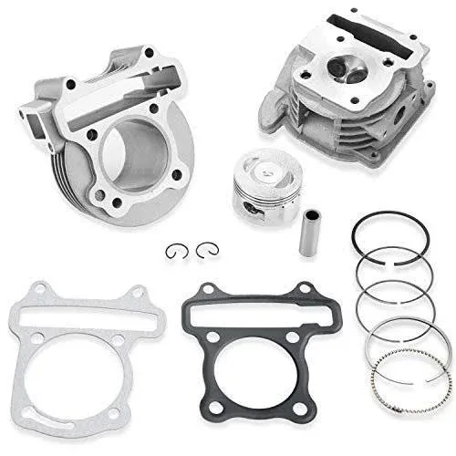 Cleo GY6 50cc-100cc Cylinder Head Kit Assy 50mm Big Bore with 69mm Valves for ...