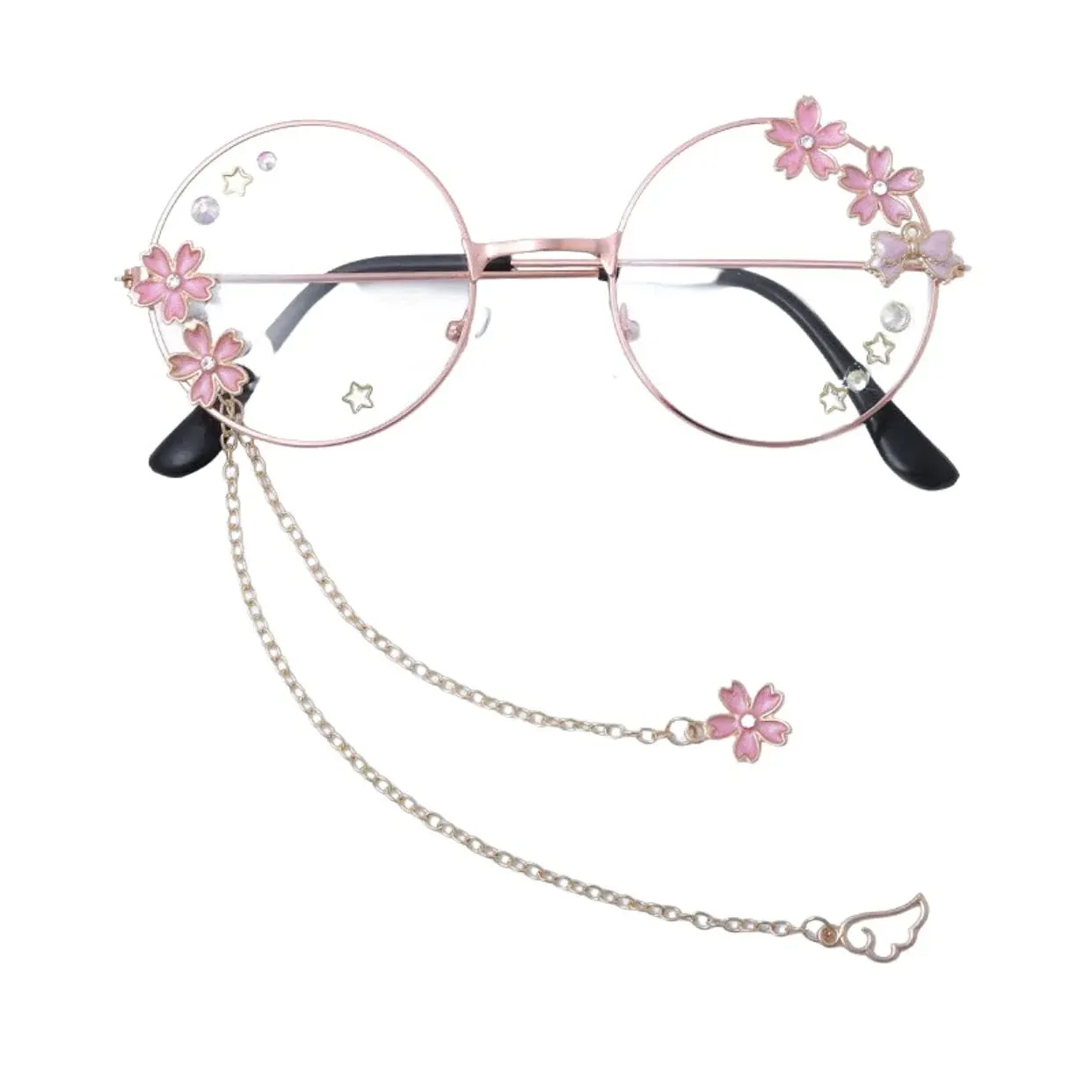 Kawaii Glasses With Chain Accessories Glass Case Included Cute... 