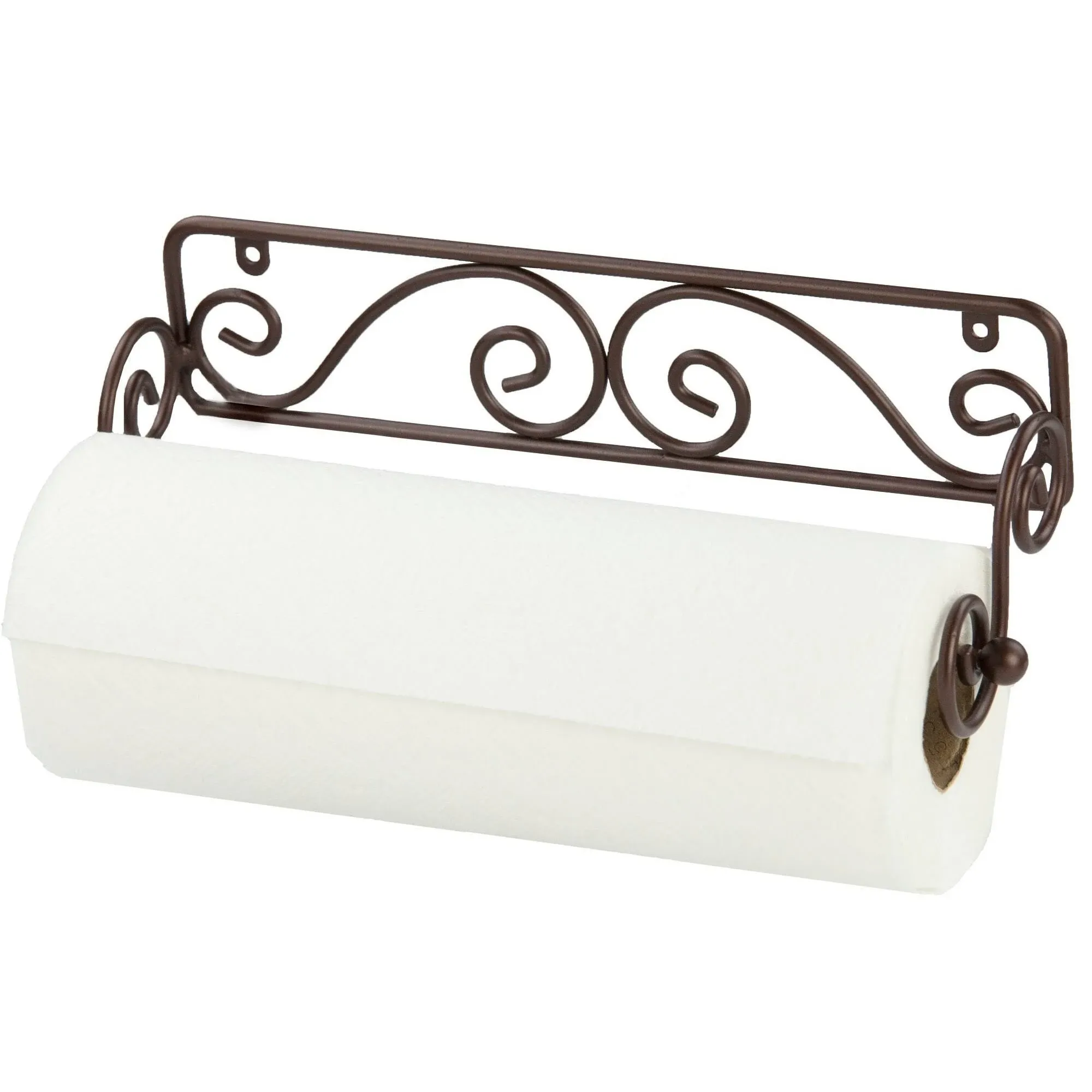 Home Basics Scroll Collection Steel Wall Mounted Paper Towel Holder, Bronze