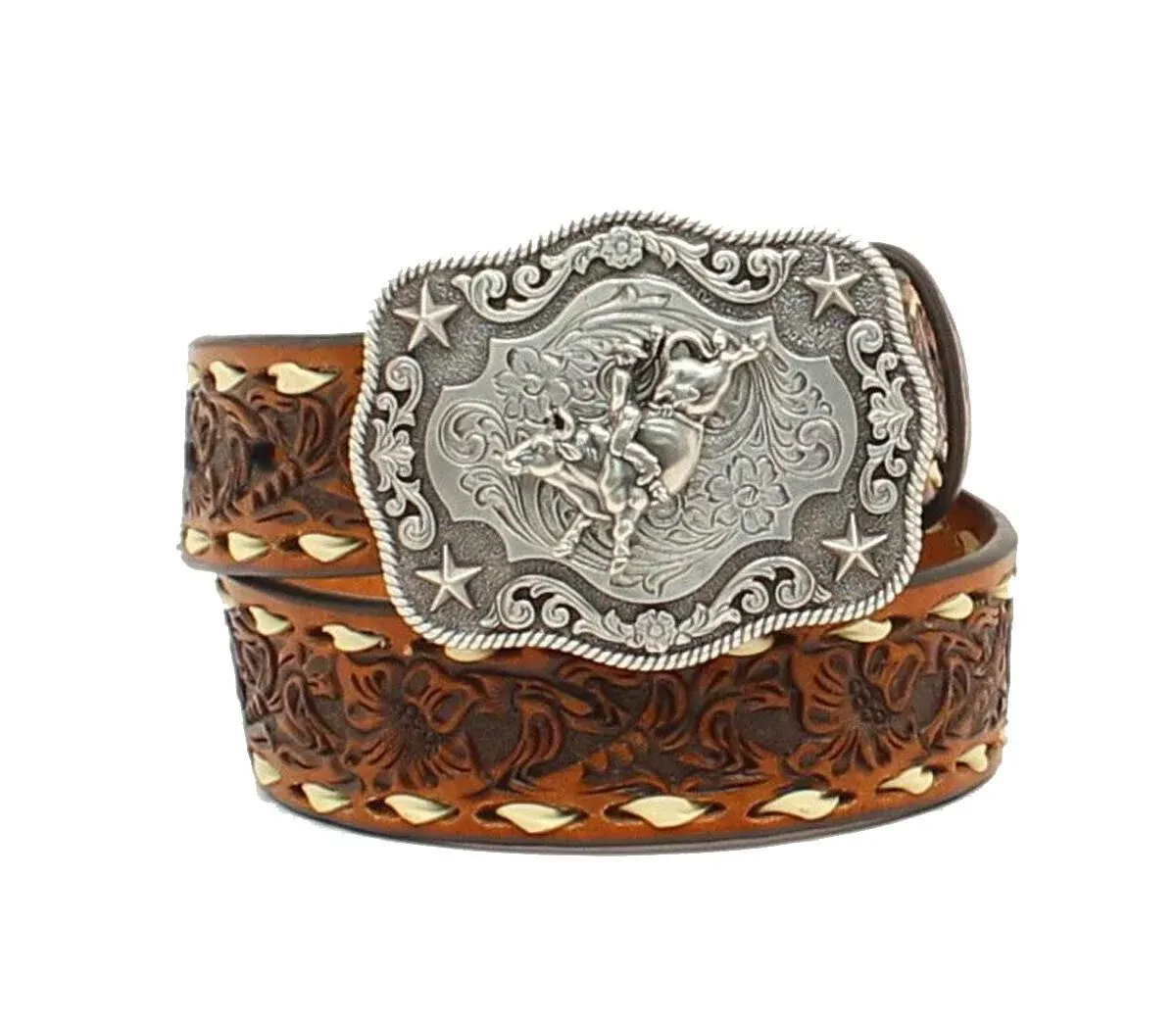 Nocona Boys' Floral Embossed Laced Belt