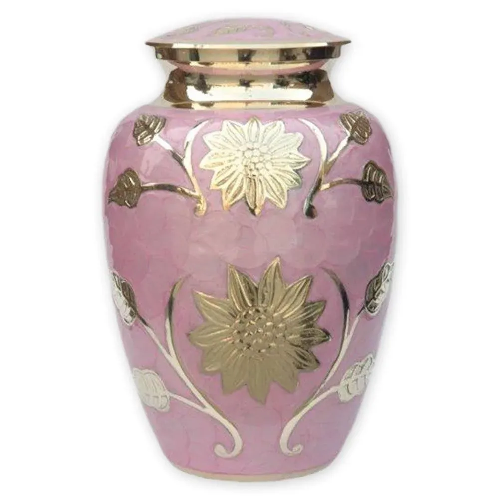 Pink Garden Adult Cremation Urn by Beautiful Life Urns - Exquisite Brass Funeral ...