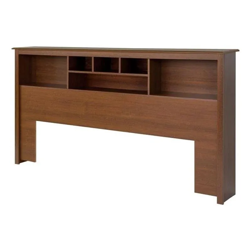 Pemberly Row Transitional Wood King Bookcase Headboard in Cherry