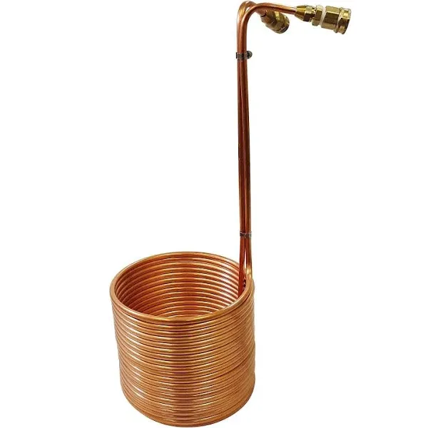 NY Brew Supply 3/8&#034; x 50&#039; Copper Wort Chiller w/Garden Hose Fittings - Homebrew