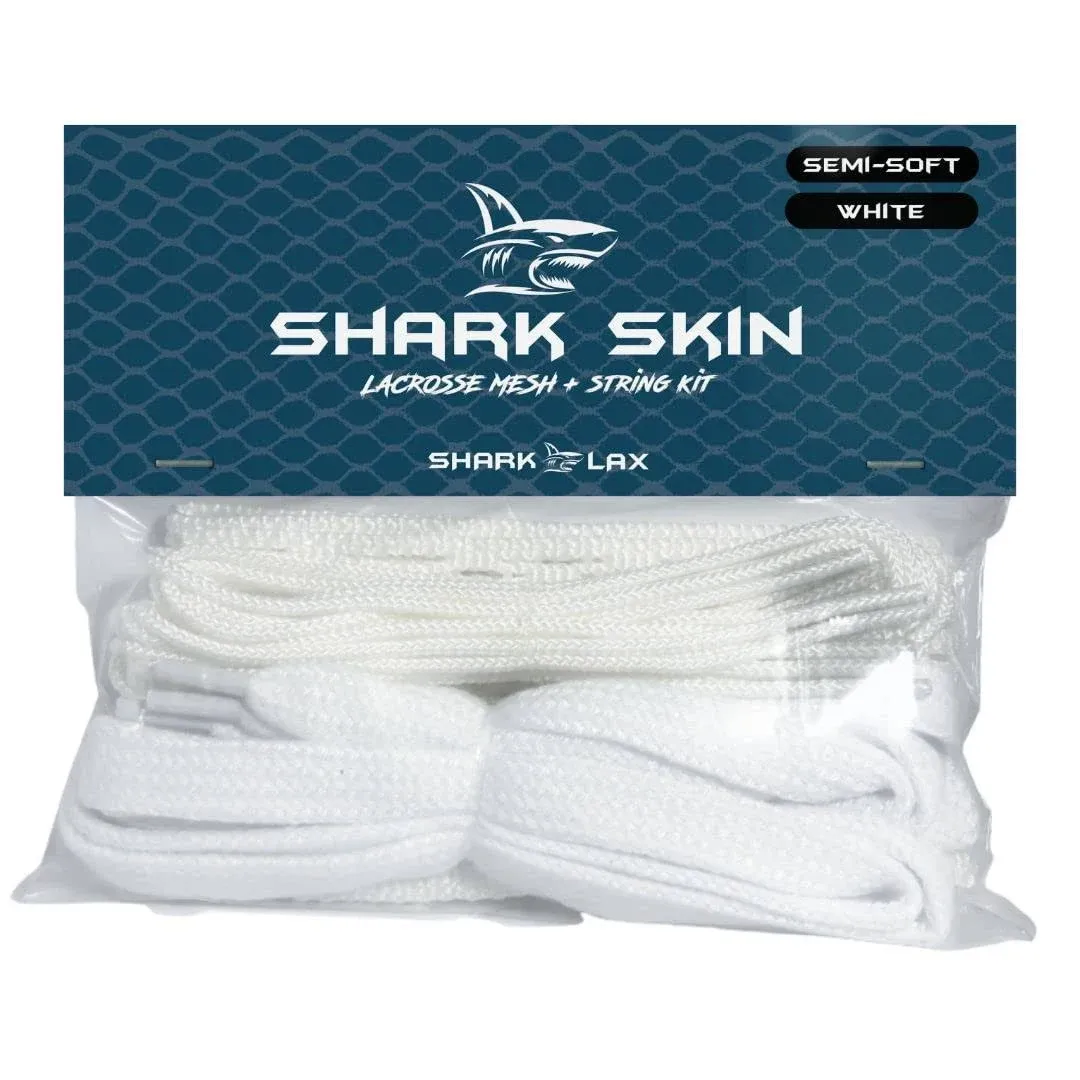 Shark Lax - Semisoft Lacrosse Mesh & Stringing Kit - White - Easy to String Kit ...