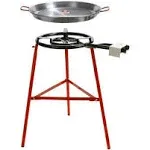 Tabarca Paella Pan Set with Burner, 20 Inch Carbon Steel Outdoor Pan and Rein...