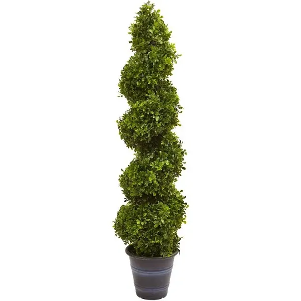 Boxwood Spiral Topiary with Planter (Indoor/Outdoor), Green