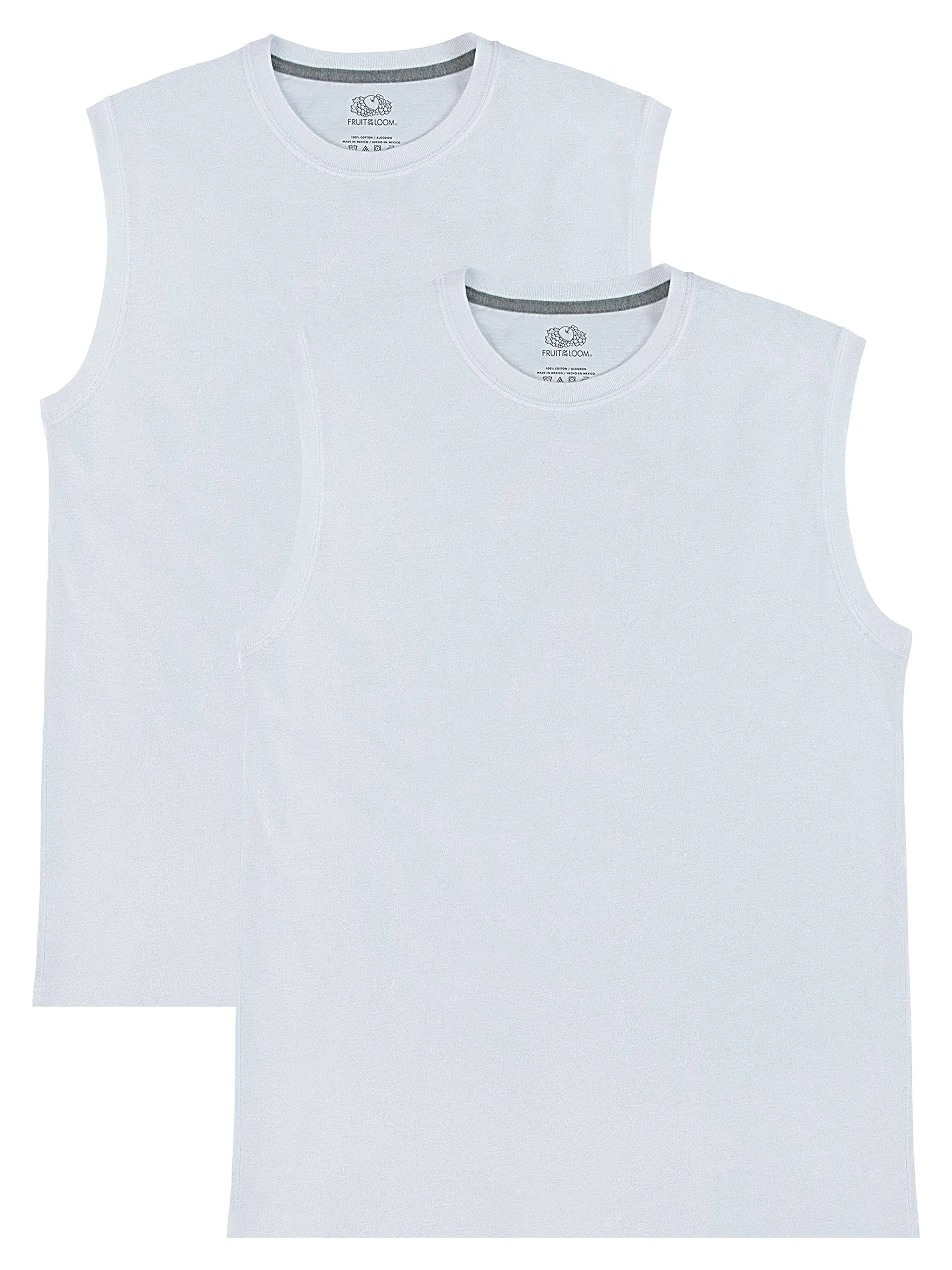 Fruit of The Loom Men's Eversoft Muscle Shirts, 2 Pack, Sizes S-4xl, Size: Small, White