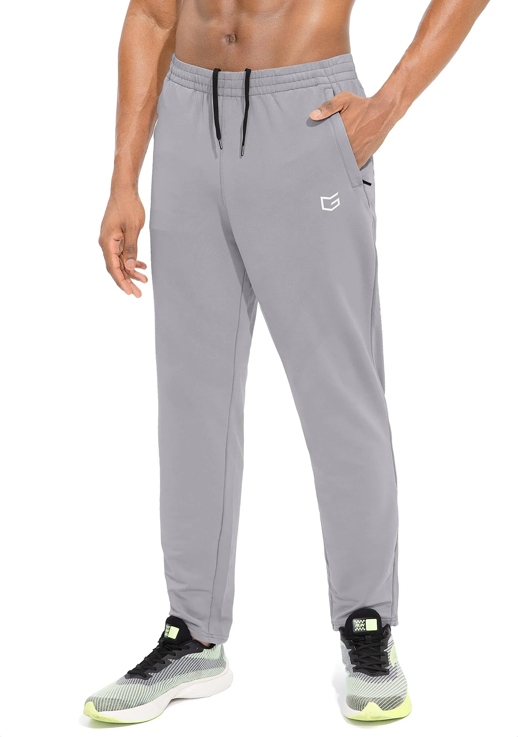 G Gradual Mens Sweatpants Zipper Pockets Tapered Track Athletic Slim Fit Pants for Running, Exercise, Workout