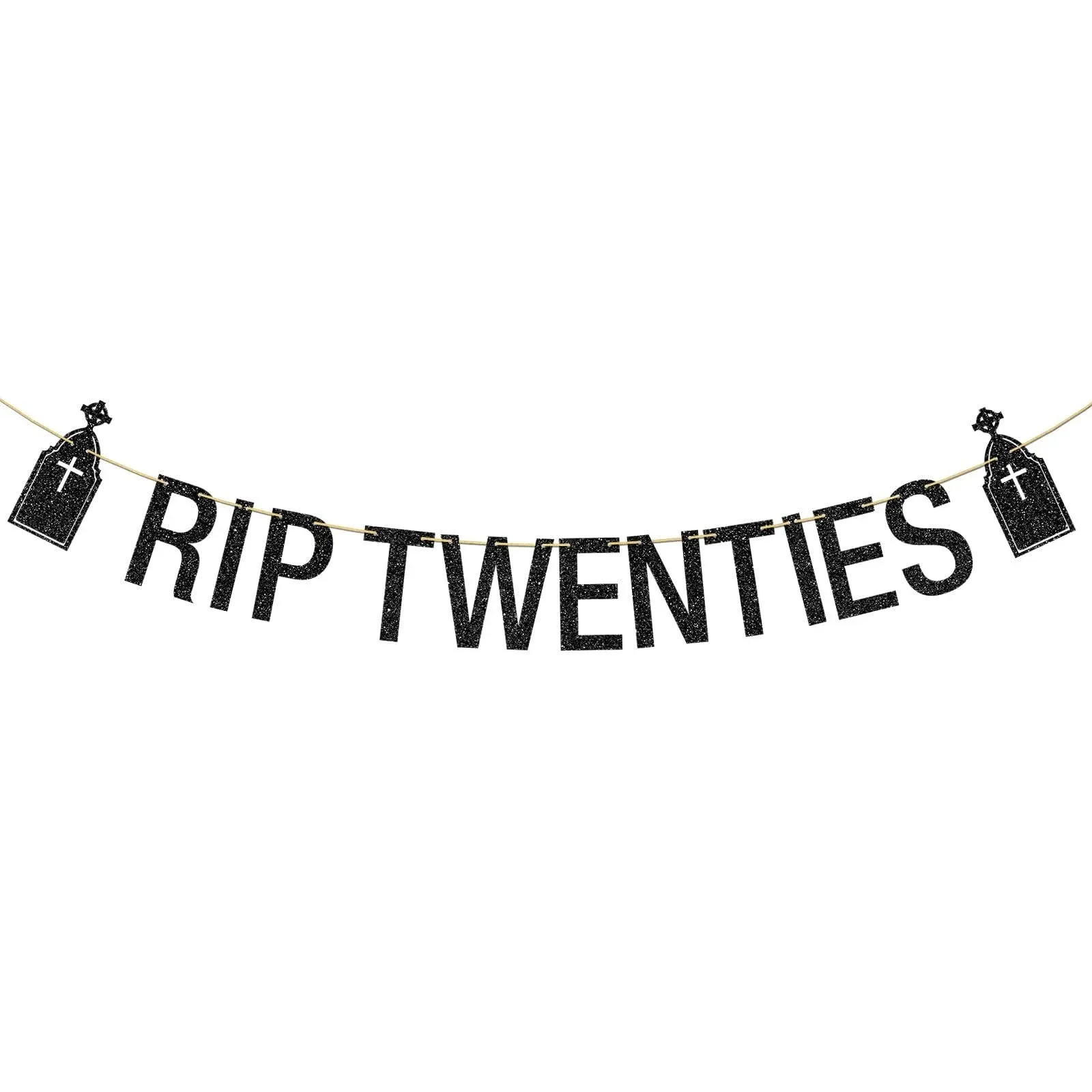 RIP Twenties Banner Black Glitter, 30th Birthday Banner, RIP to My 20&#039;s Decor...