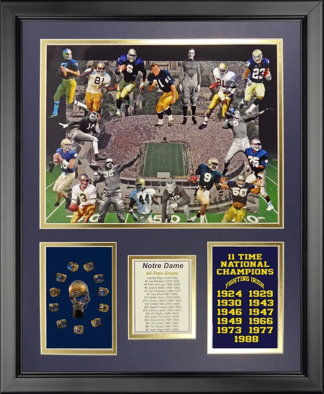 NCAA Notre Dame Fighting Irish All-Time Greats Framed Photo Collage, 18&#034; x 22&#034;