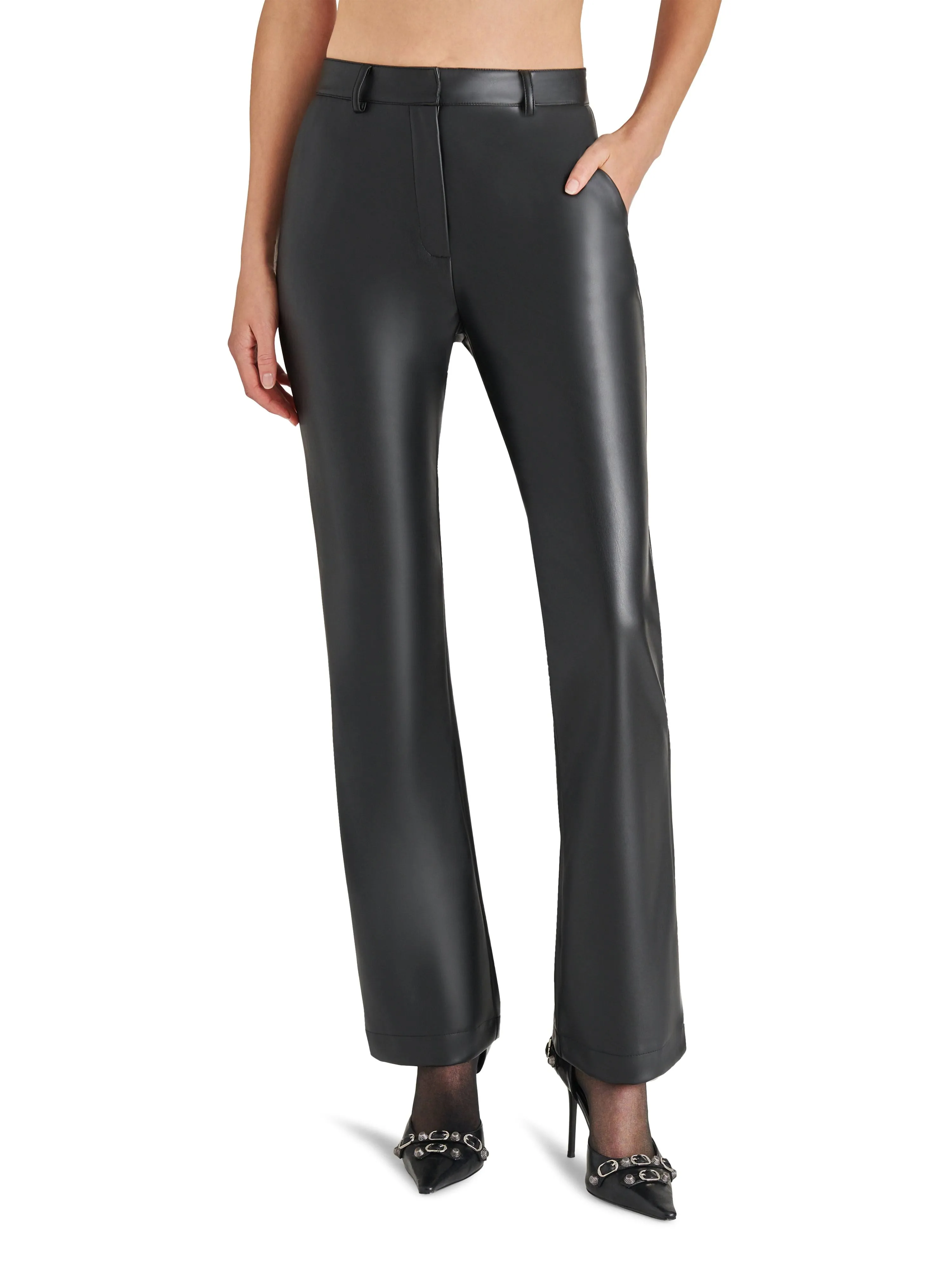 Mercer Straight Leg Faux Leather Pants In Brown