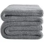 L'AGRATY Knitted Weighted Blanket - 60"x80" 15lbs Cooling Chunky Knit Heavy Blanket for Adults Braided Crochet Throw Thick Cable Yarn Knit Decorative Blanket No Beads Evenly Weighted Machine Washable