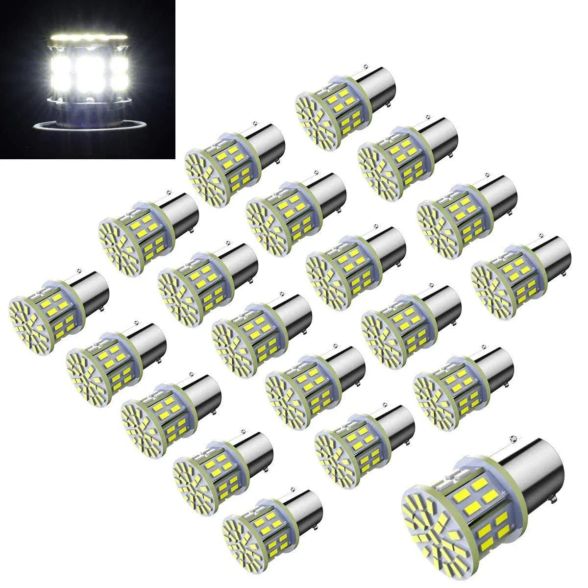 12V 1156 10 Pack Bright 1156 1141 1003 50-SMD White LED Bulbs For Car Interior RV Camper light