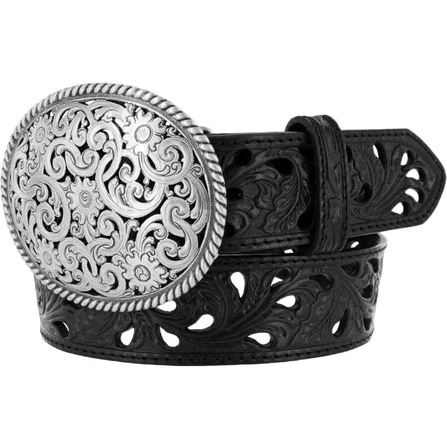 Leegin Tony Lama Ladies Black Filigree Trophy Western Belt Style C50023