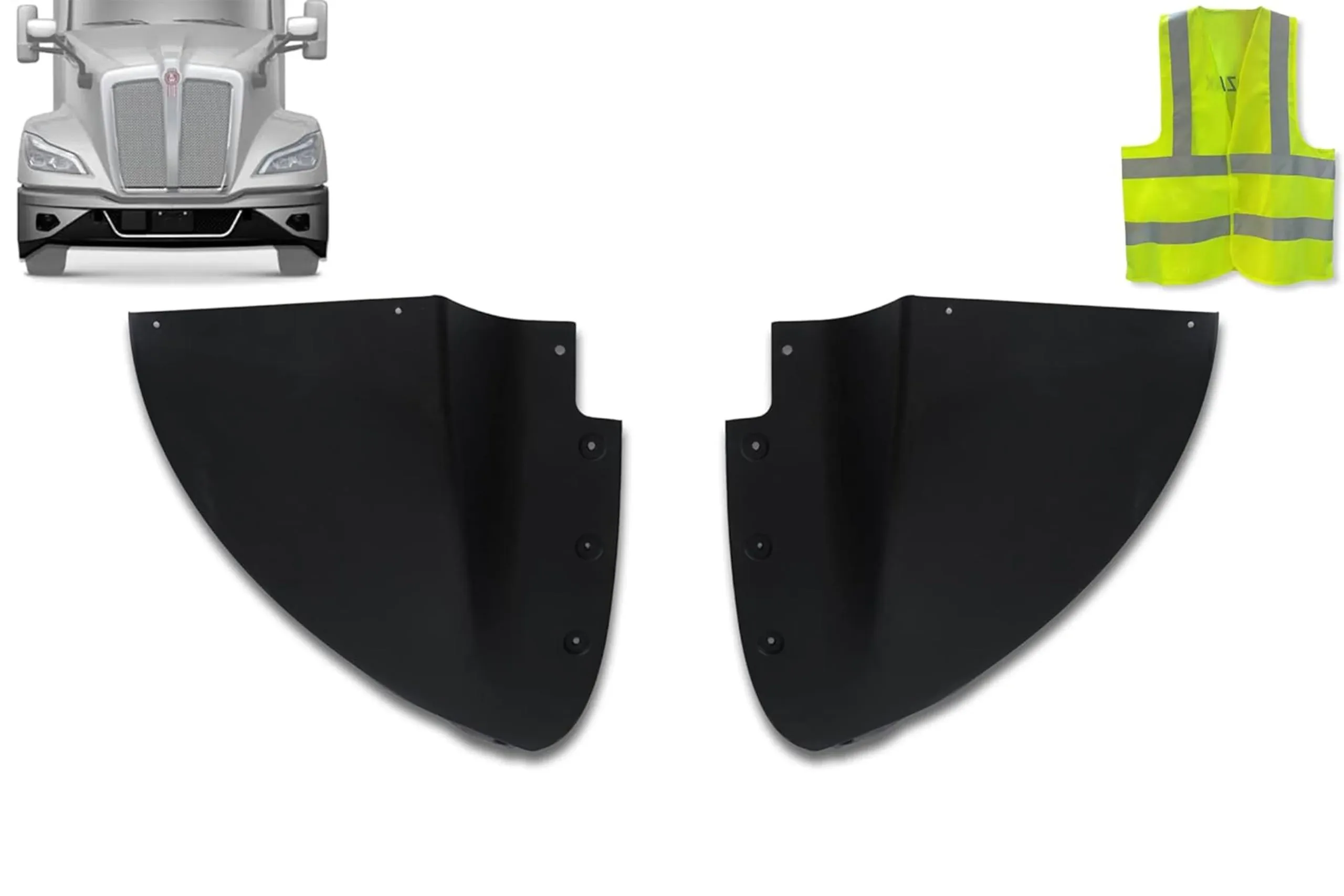 Kozak Corner Bumper Spoiler for Kenworth T680 Next GEN 2022 2023+ Plus Kenworth Logo and KOZAK Reflective Vest