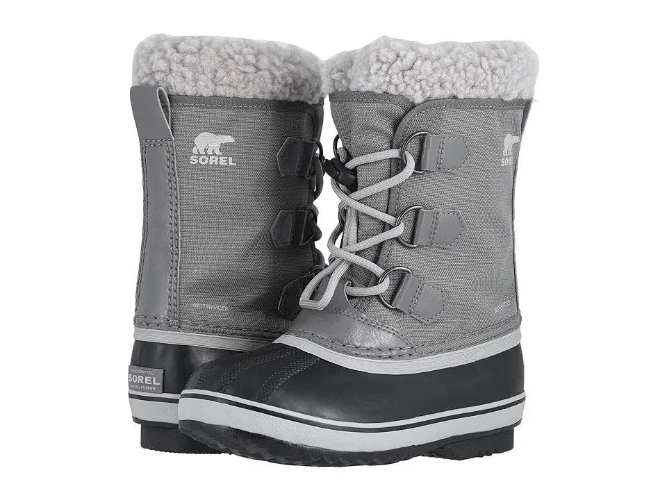 Sorel NY1962-053 Grey Faux Fur Waterproof Duck Winter Boots Youth Size 3 Big Kid