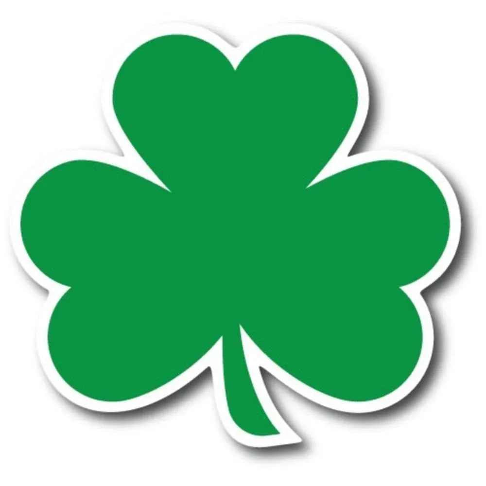 Green Shamrock Magnet Decal, 5x4.5 Inches, Automotive Magnet