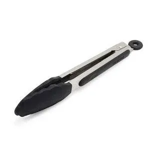 Sur La Table Silicone-Tipped Tongs, 9", Black