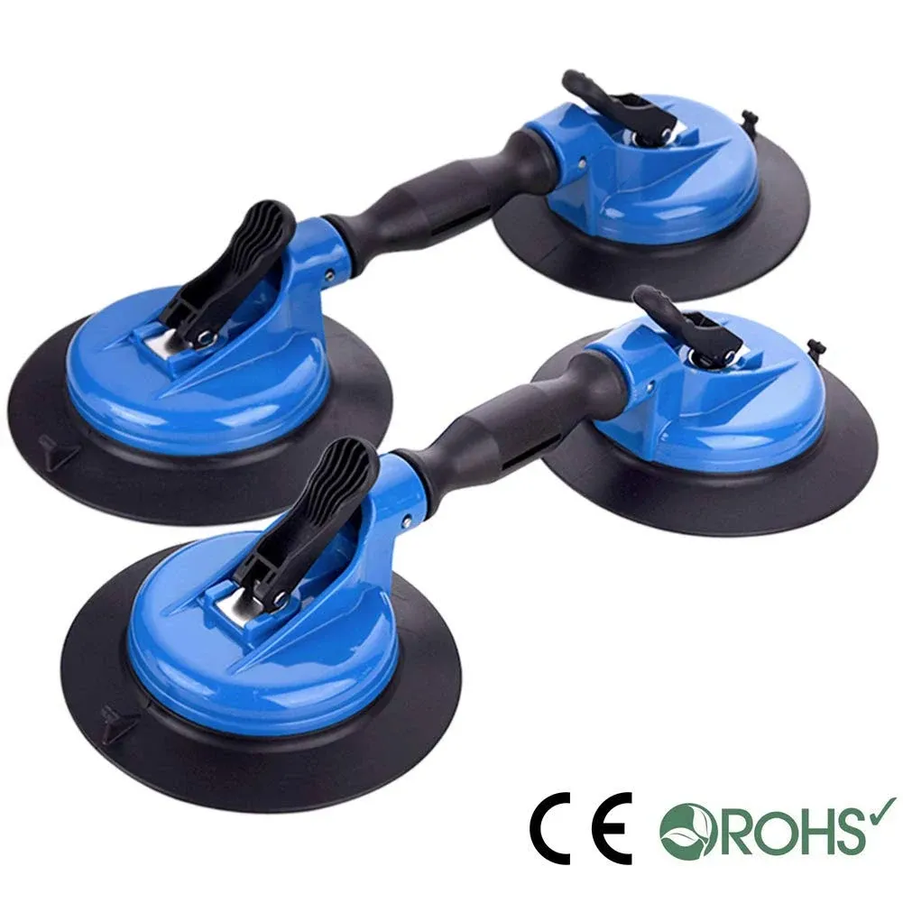 IMT Heavy Duty Dual Vacuum Suction Cup Glass Lifter with Curved Pads, Strength ...