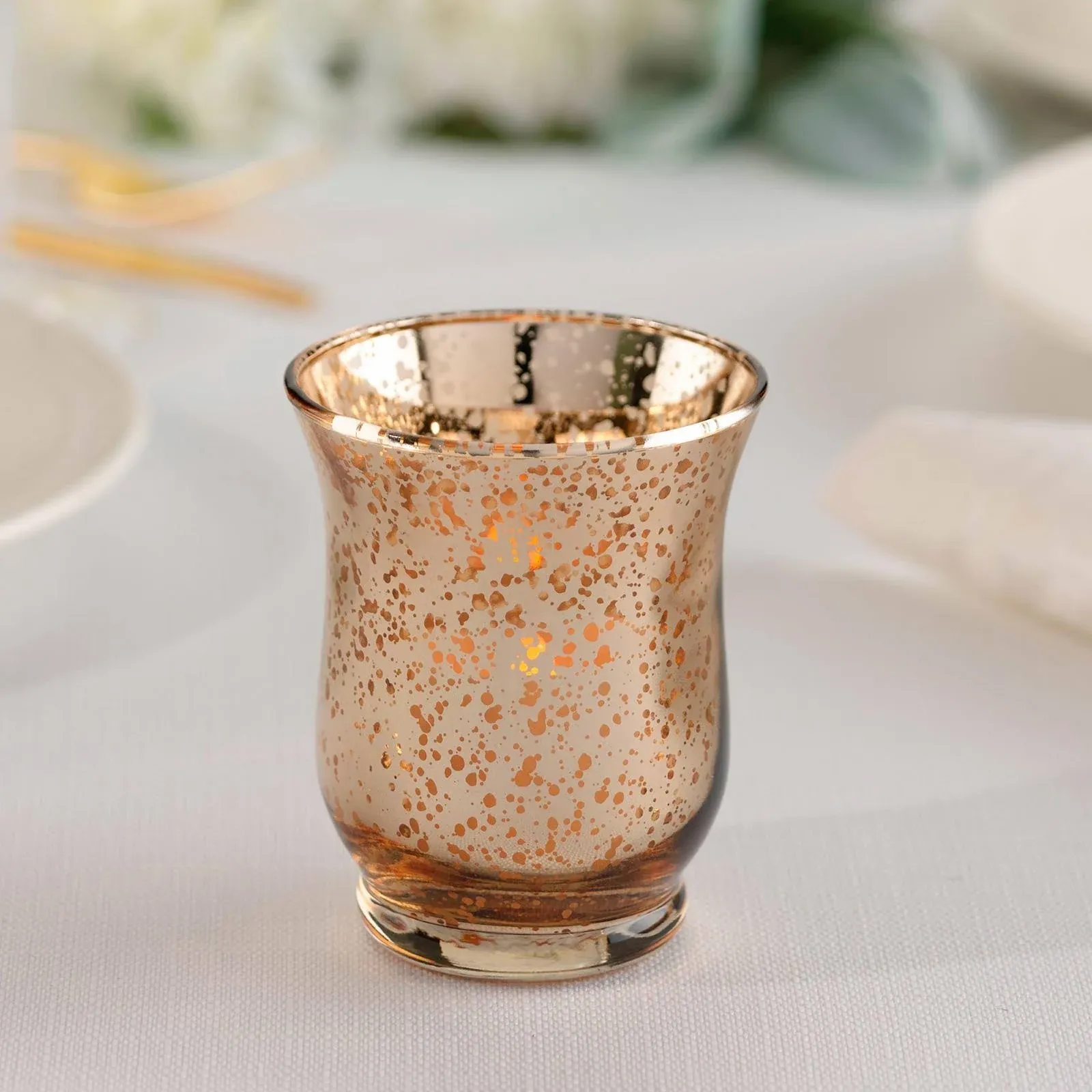 Lillian Rose Gold Mercury Tulip Shaped Glass Votive Holders (Set of 4)