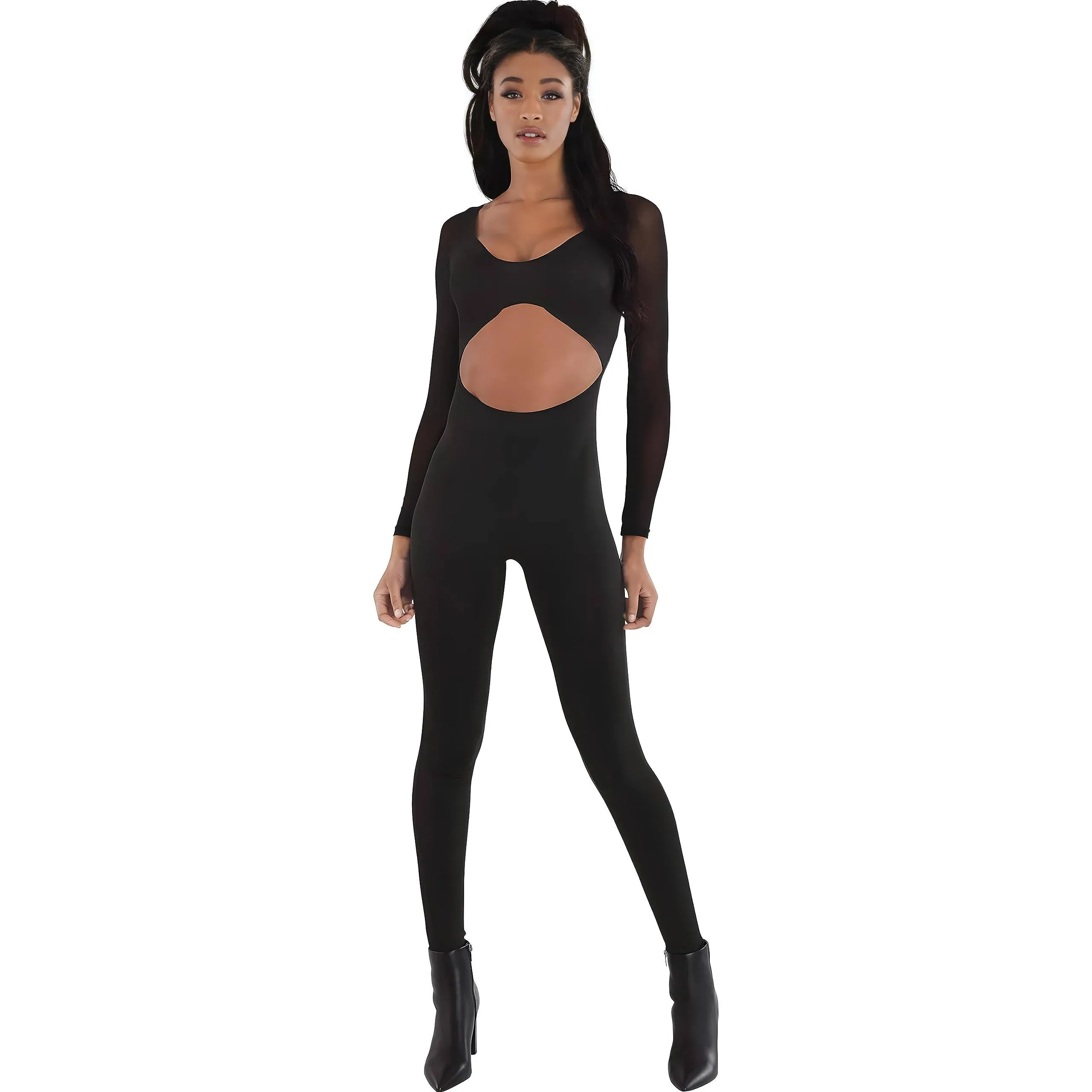 Adult Black Cutout Catsuit