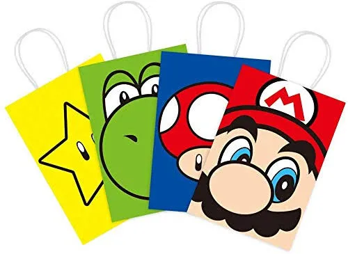 16 PCS Party Favor Bags for Super Bros Mario Birthday Party Supplies, Party G...