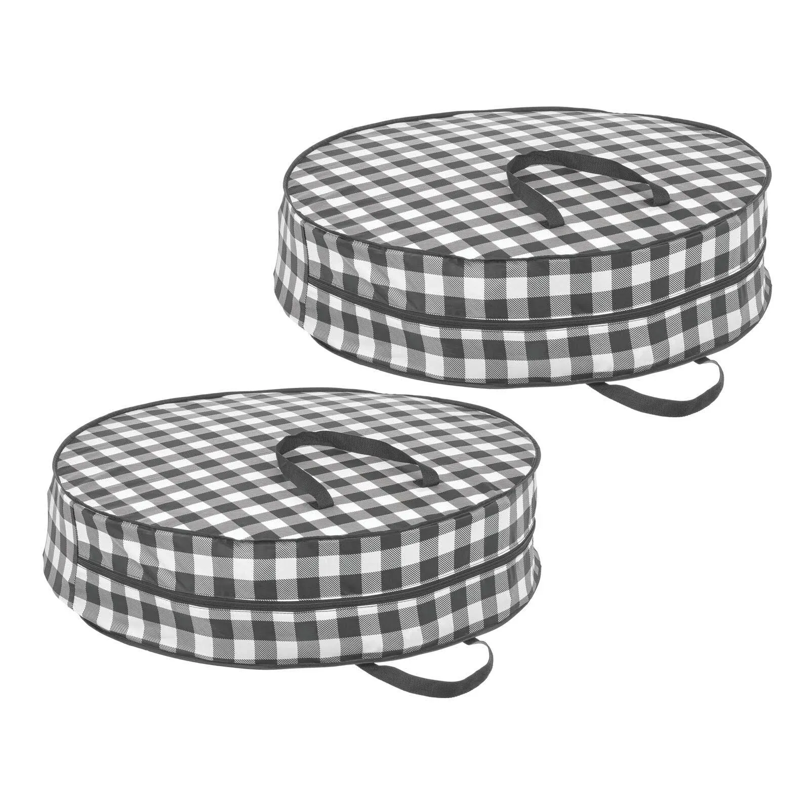 mDesign Round Wreath Storage Container with Handles - 2 Pack