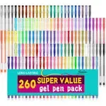 Gel Pens Set 260 Pack 130 Colored Gel Pens Plus 130 Refills for Adult Colorin...