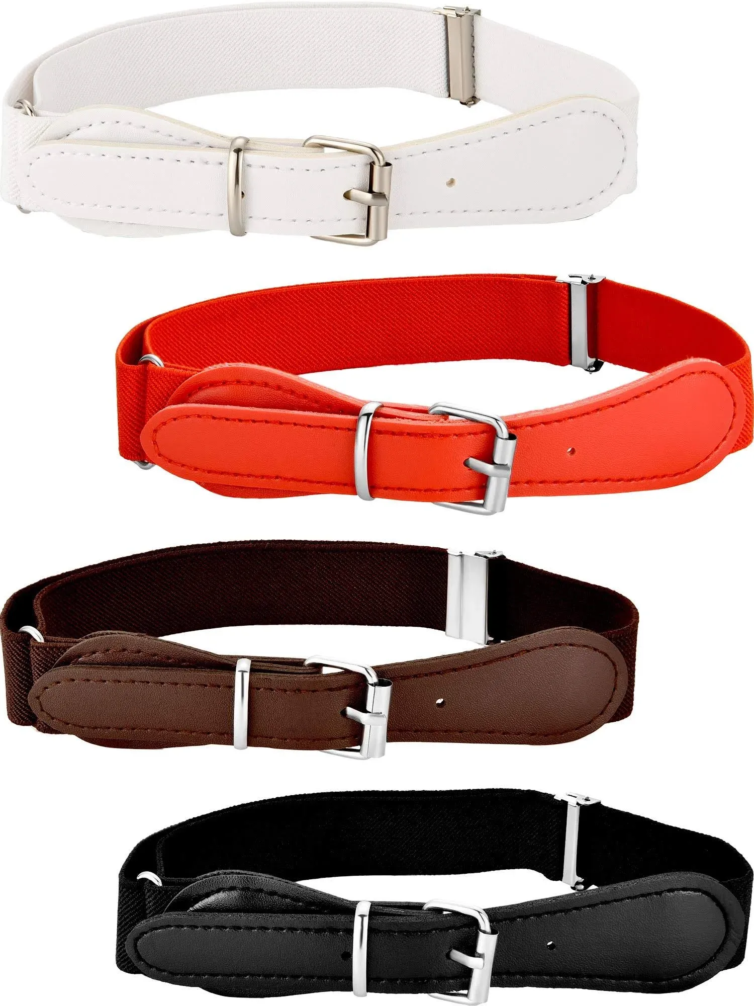 Tatuo 4 Pieces Kids Adjustable Elastic Belt with Leather Closure for Girls and Boys, Assorted Color