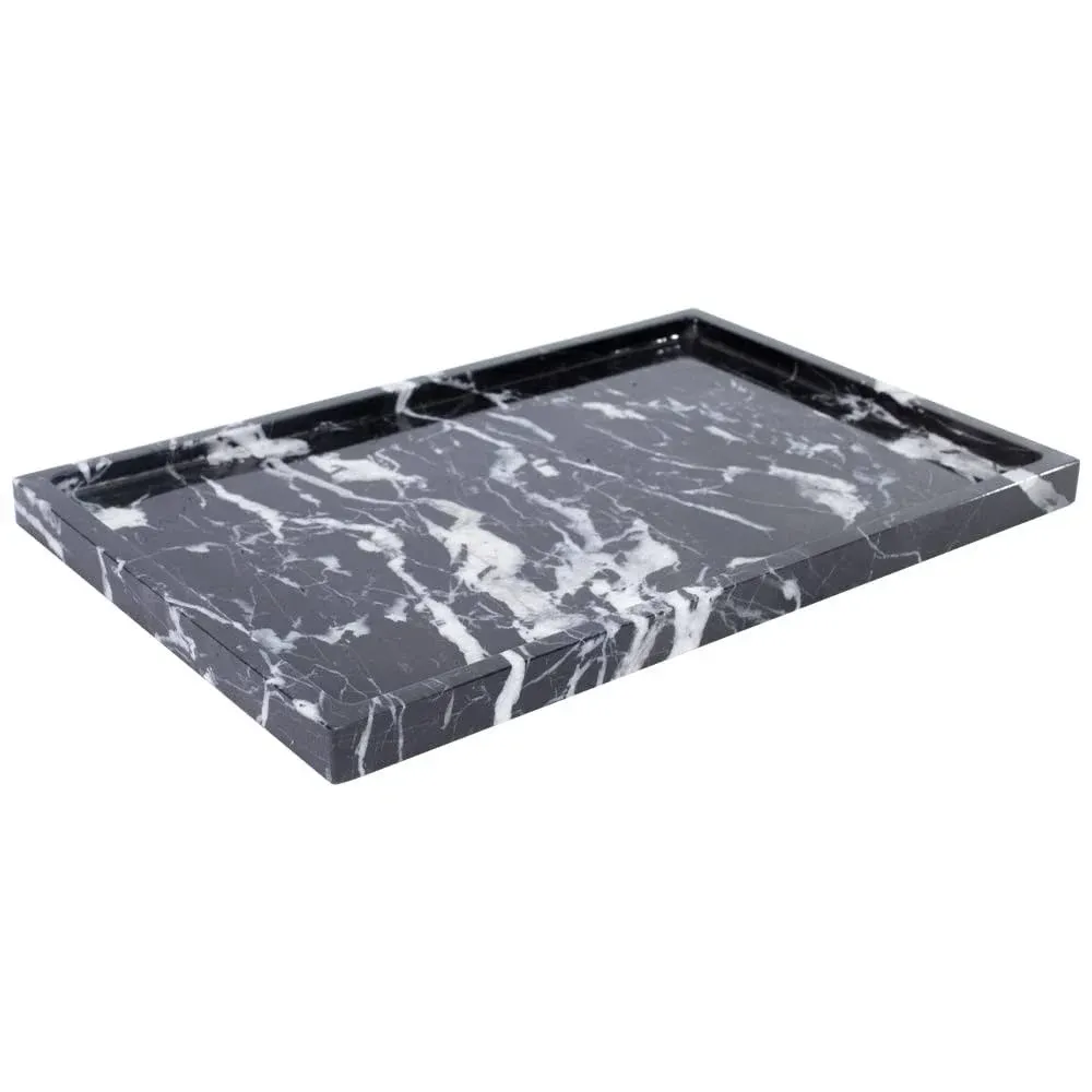 FutureStone 100% Natural Marble Serving Tray Luxury Marble Storage Tray for Home Decor Stone Tray for Bathroom/Kitchen/Vanity/Dresser,Plate Holder for Tissues,