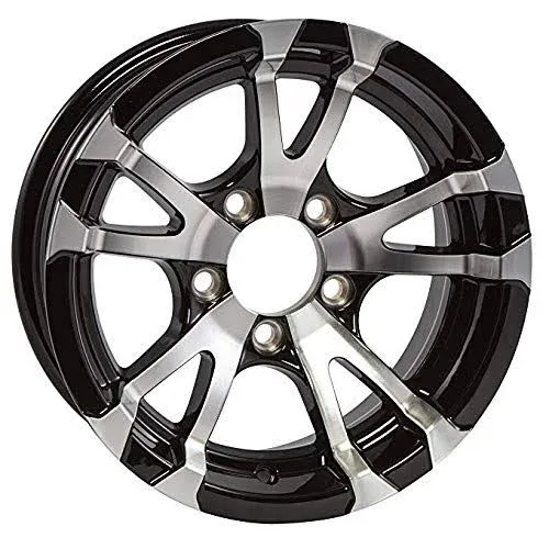 Two Aluminum Trailer Rims Wheels 5 Lug 14 in. Avalanche V-Spoke Black