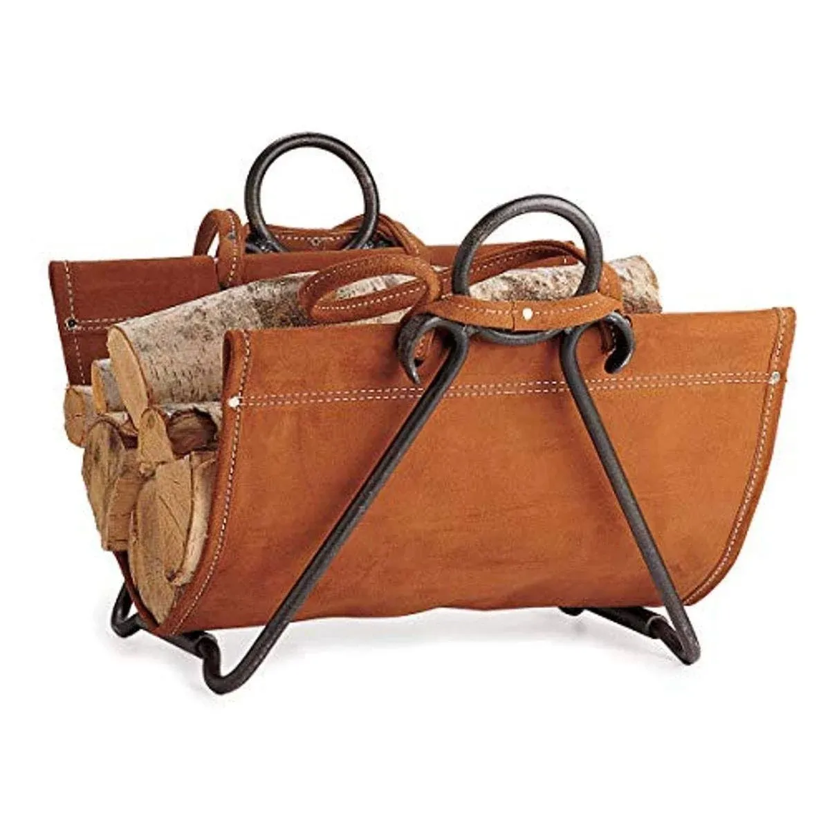 Pilgrim Home and Hearth 18517 Forged Iron Log Carrier, Brown Suede