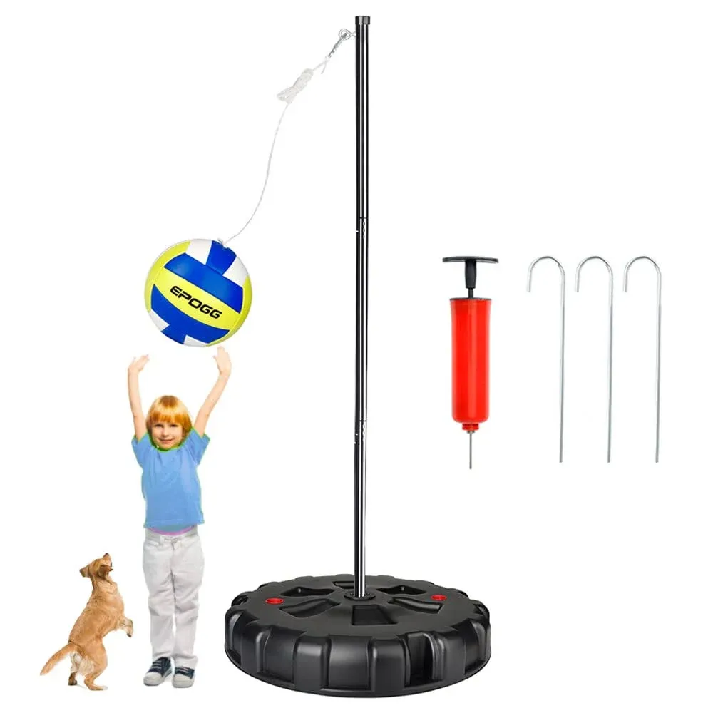 Tetherball Ball and Rope, Outdoor Portable Tether Balls and Rope set with Balls/Pump/Cord/Stakes/Heavy Duty Poles, Family Fun Outdoor Activity Tetherball Set for Outdoor Backyard Dog Lawn Beach