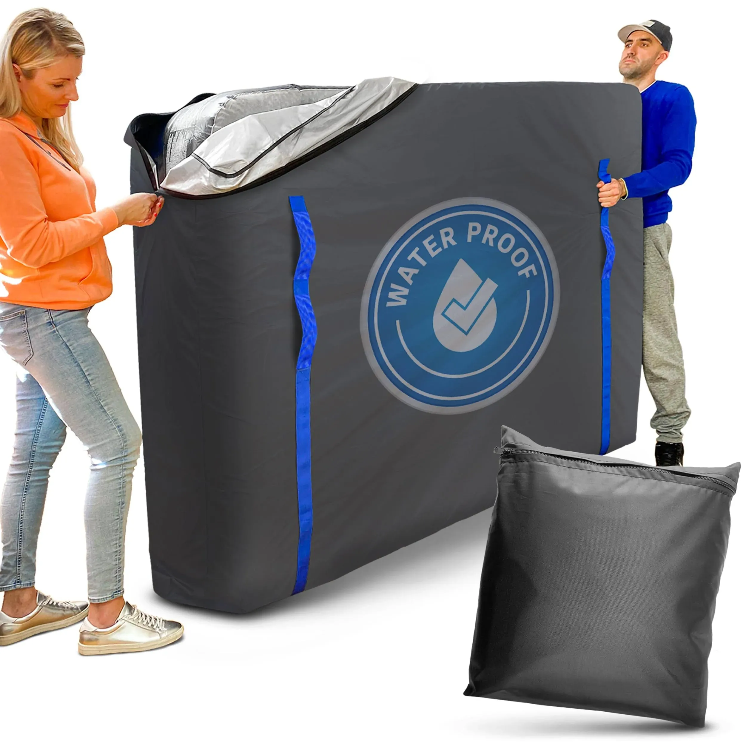 Mattress Bags for Moving with Waterproof Zipper and Heavy Duty U-Shaped Handles 