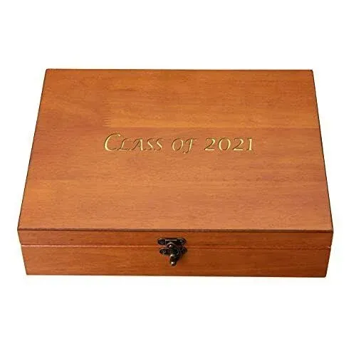 WE Games Custom Engravable Wooden Keepsake Storage Box, Decorative Memory Box, Storage with Brass Fixtures, Storage for Photos, Stationary, Jewelry, Quality Felt-Lined Box in a Light Cherry Finish