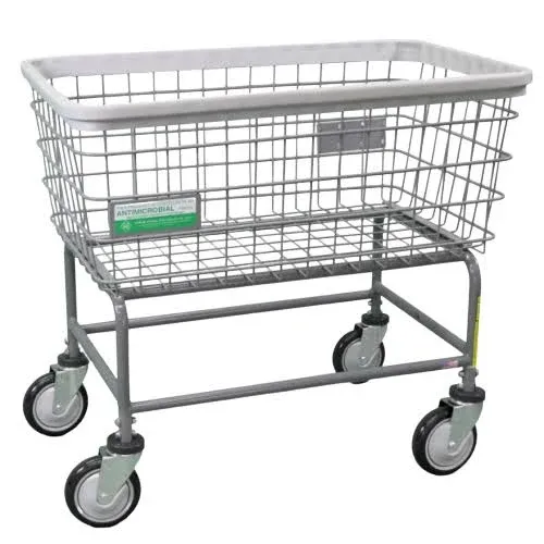 R&B Wire™ 100E58 Heavy Duty Wire Laundry Cart with Double Pole Rack, 2.5 Bushel, ChromeR&B Wire™ 100E58 Heavy Duty Wire Laundry Cart with Double Pole Rack, 2.5 Bushel, Chrome