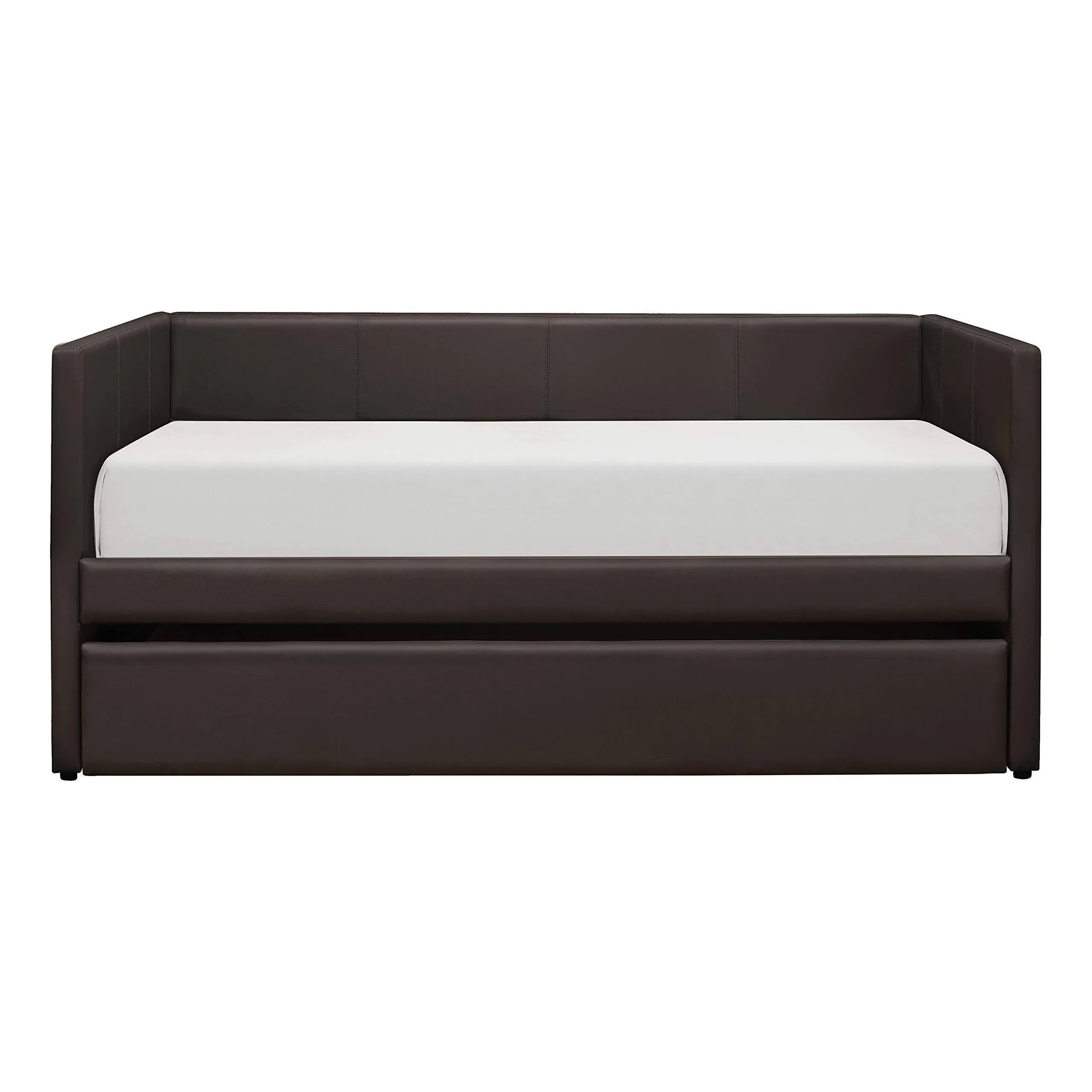 Lexicon Adeline Faux Leather Upholstered Daybed and Trundle, Twin, Brown