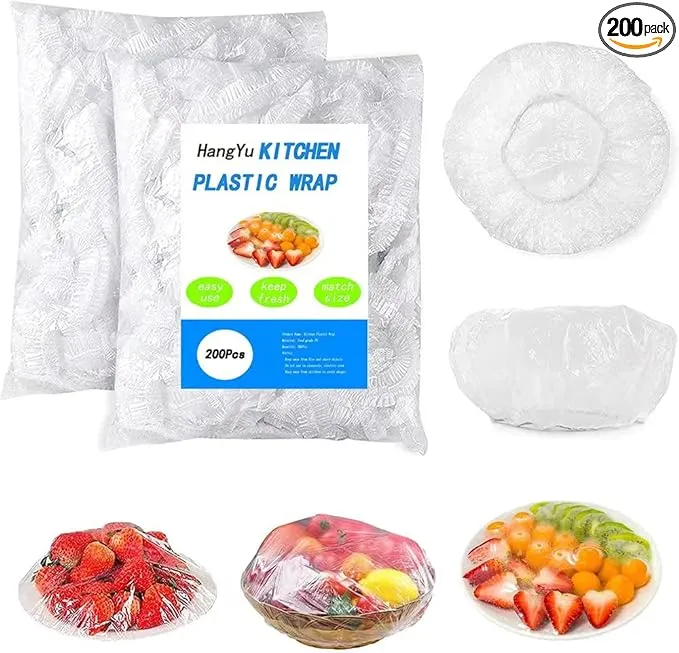 200 Pcs Elastic Fresh Keeping Bags Universal Bowl covers Kitchen Wrap Seal Ca...