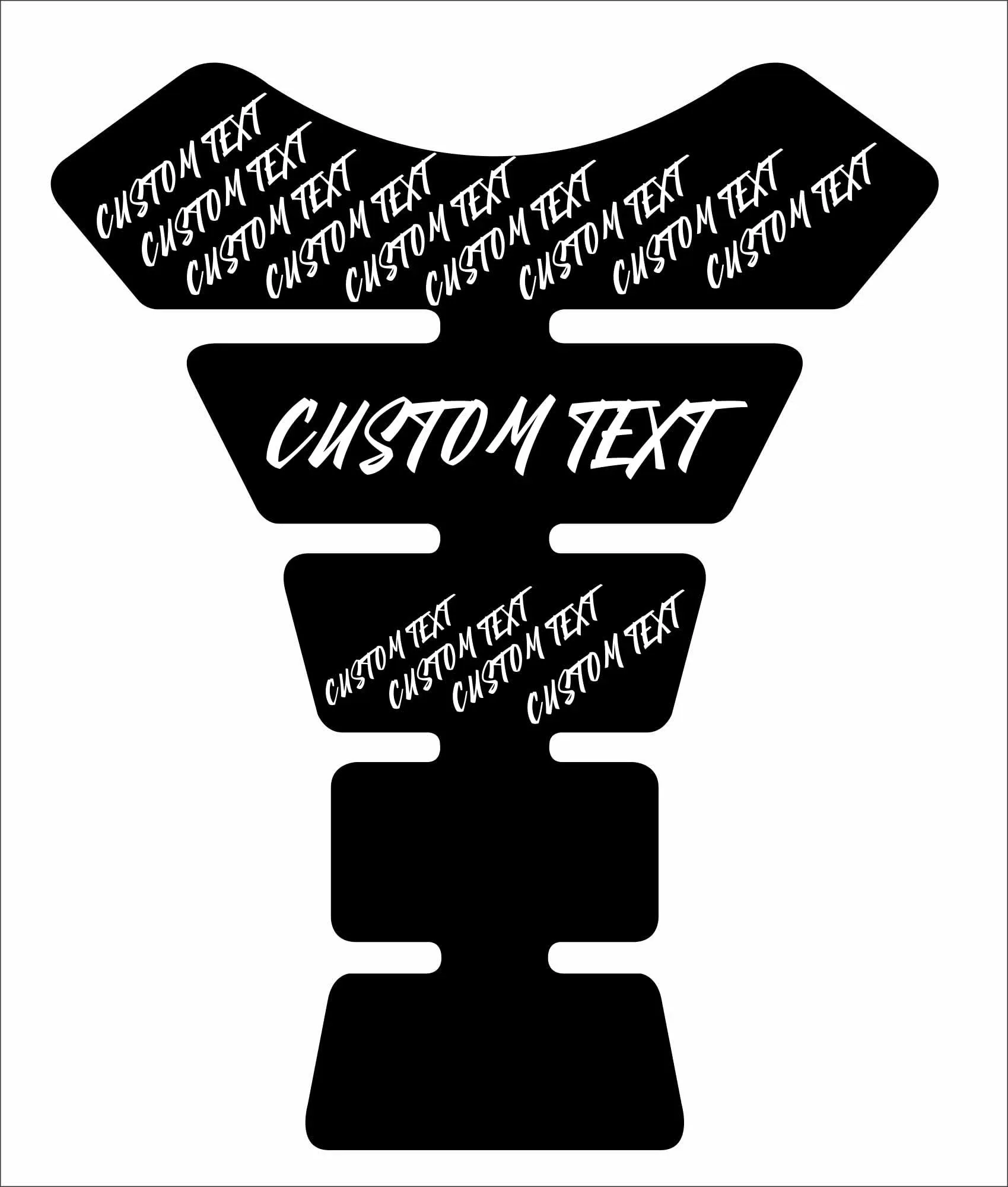 Custom Text Font Lettering Generator Black Background v2 Motorcycle Sport Bike Gas Tank pad Protector Decal Sticker 8.5 inches Tall x 6.9 inches Wide