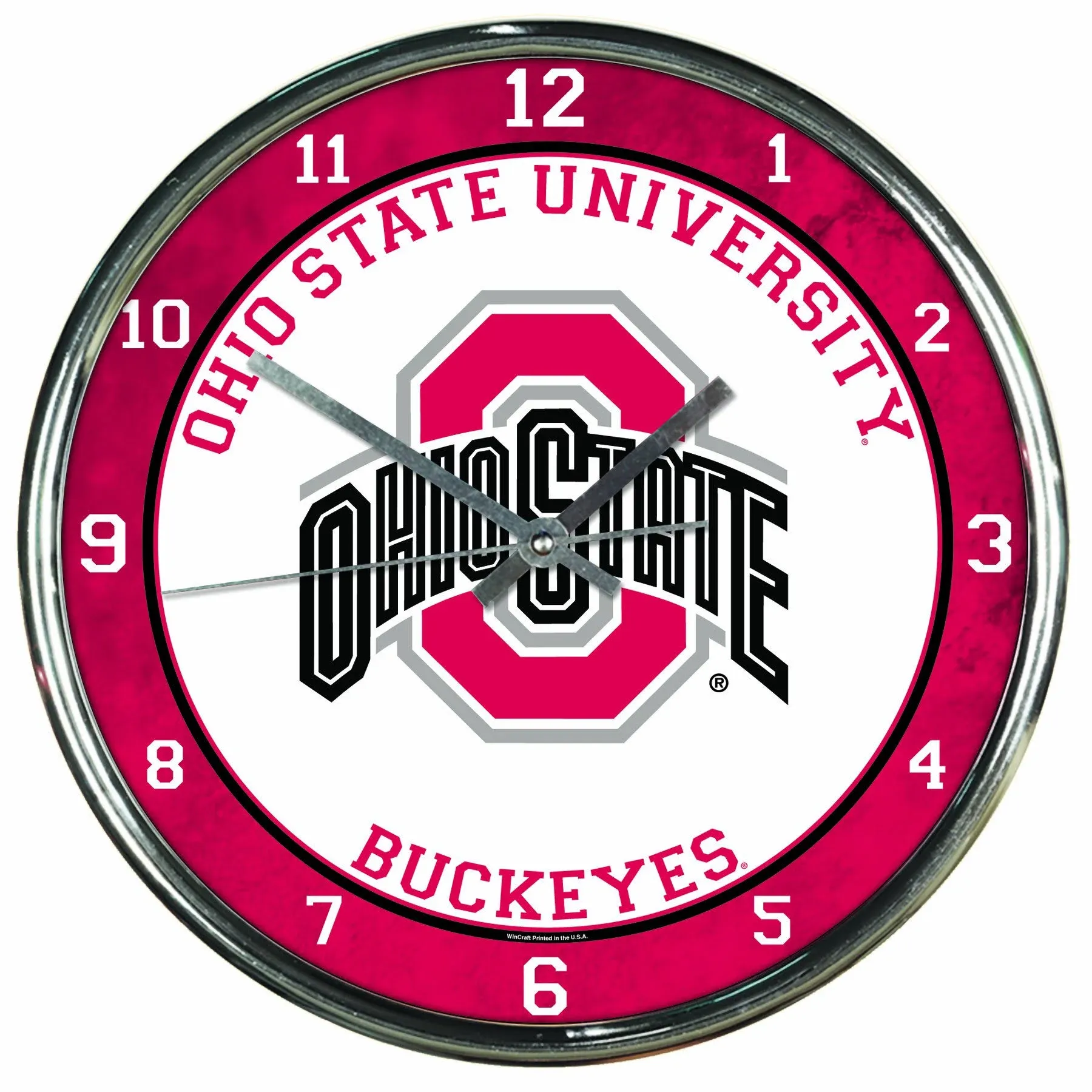 OHIO STATE BUCKEYES CHROME WALL CLOCK