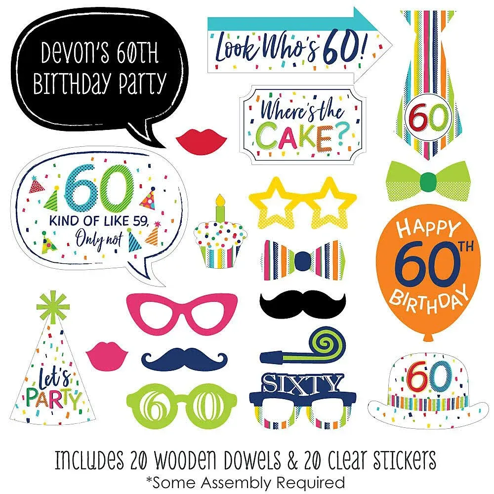 Big Dot of Happiness 60th Birthday - Cheerful Happy Birthday - Colorful Sixtieth ...