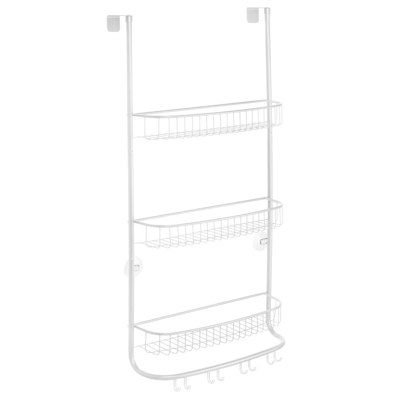 mDesign Shower Hanger Caddy Basket, Metal Bathroom Wall Hanging Organizer Shelf, Built-In Hook, 3 Tier Shelves for Shower Stalls, Holds Shampoo and Body Wash, Extra Large, Omni Collection, Graphite